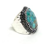 BAGUE STRASS ARGENTÉ TURQUOISE